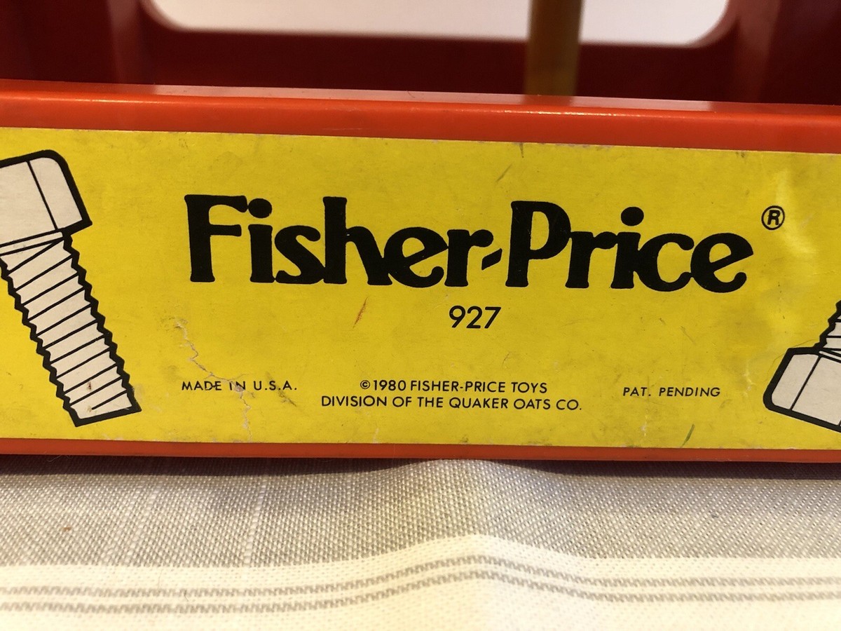 Vintage 1980's Fisher Price Wood Top Workbench Toy with Tools #927