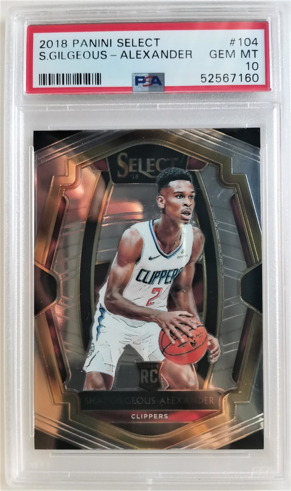 2018-19 Panini Select #104 Shai Gilgeous-Alexander SGA Premier RC Rookie PSA 10