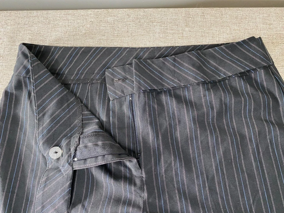 Pantalones de vestir acampanados My Michelle para mujer 7/8 negros a rayas oficina de negocios Foto 4 de 4