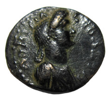 PHRYGIA, SYNNADA. AE 19. DOMITIA, WIFE OF DOMITIAN, 82-96 AD. EXTREMELY RARE. 