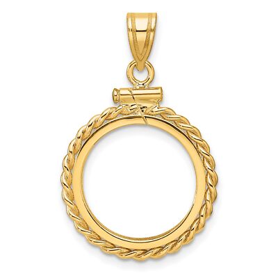 2008 5 $ 1/10 oz American Buffalo Screw Top Twisted Rope Coin Bezel in 14k Gold