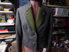 Loden Frey Austria Tyrolean Jacket 100% Boiled Wool Gray & Green