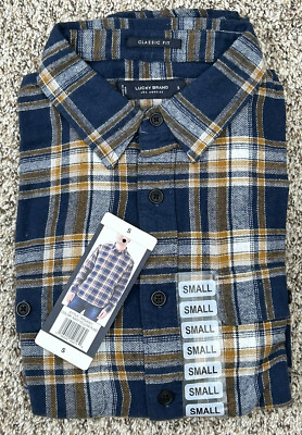 New Lucky Brand Men's Humboldt Woven Plaid Flannel Shirt Button Down Sz SMALL