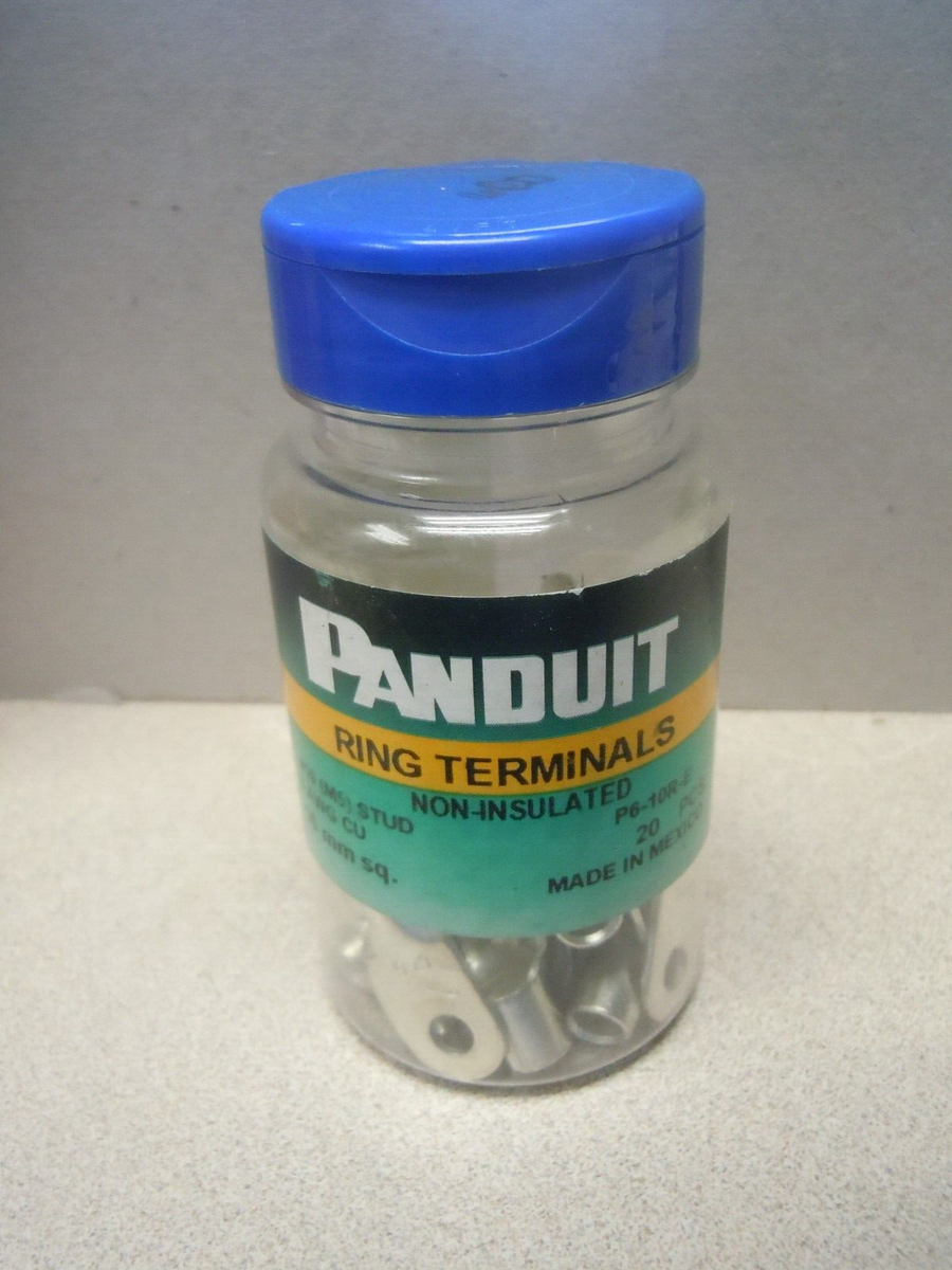 order P6♡ Panduit P6-10R-E 6 Awg Non-Insulated Ring Terminal #10 Stud Pk20