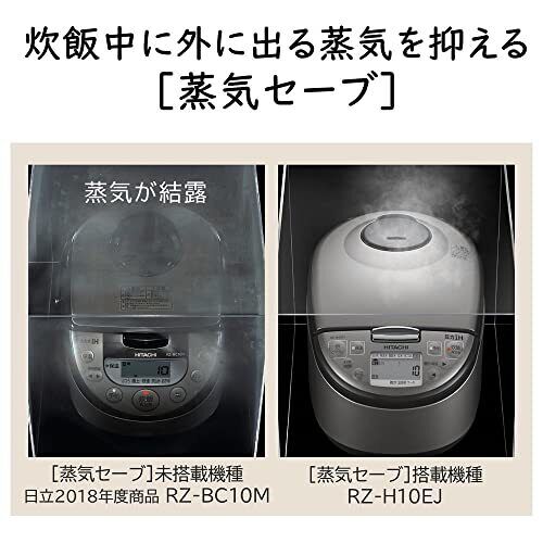 Hitachi Rice Cooker 5.5 Go Pressure IH RZ-H10EJ S Silver Made in Japan Black