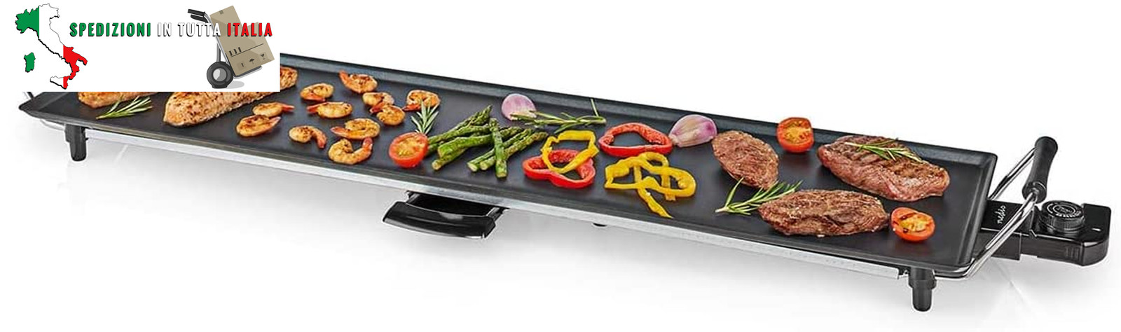 Teppanyaki Grill Elettrico Professionale 1800W: 5 Livelli Temperatura