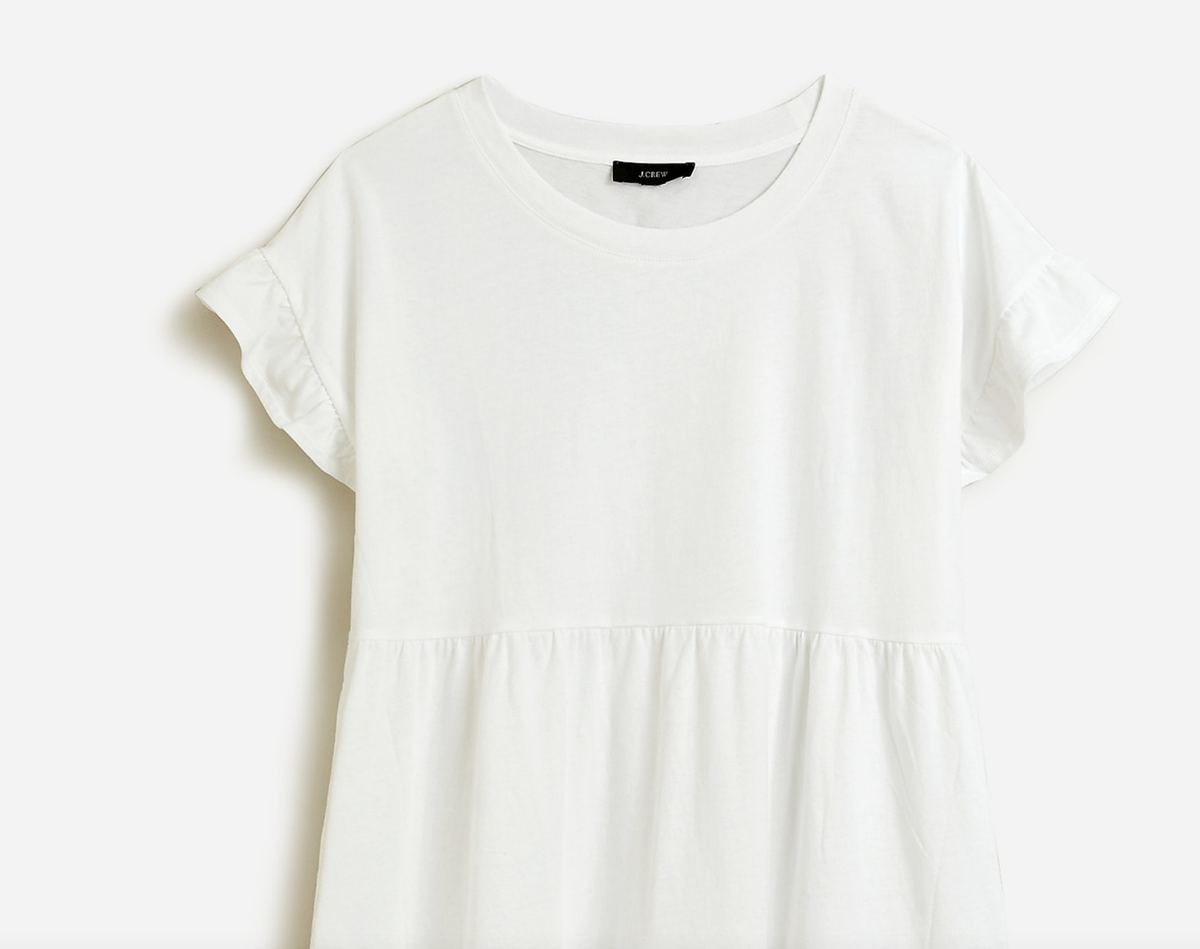 J CREW Broken-in jersey tiered DRESS SIZE SMALL WHITE COTTON NWT