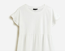 J CREW Broken-in jersey tiered DRESS SIZE SMALL WHITE COTTON NWT 
