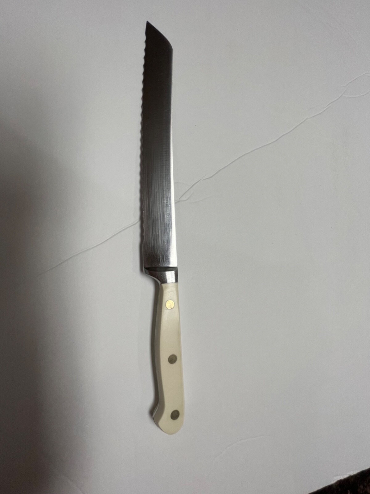 Wusthof Germany Lot of 3 Knives & 1 Sharpener White Handles 20 cm 4522