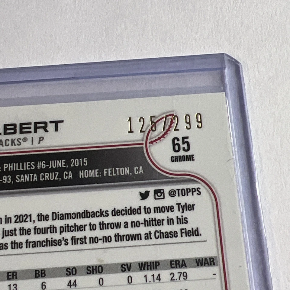 2022 Topps Chrome Tyler Gilbert RC Purple Speckle Refractor #’d 125/299 MINT! - Image 3 of 3