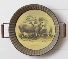 New Primitive Farmhouse Antique Style VINTAGE SHEEP PICTURE TRAY Wall Hanging 