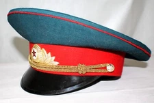 Soviet/ USSR Army Infantry Officer Cap ORIGINAL + Soviet Officer Cap Badge-RARE