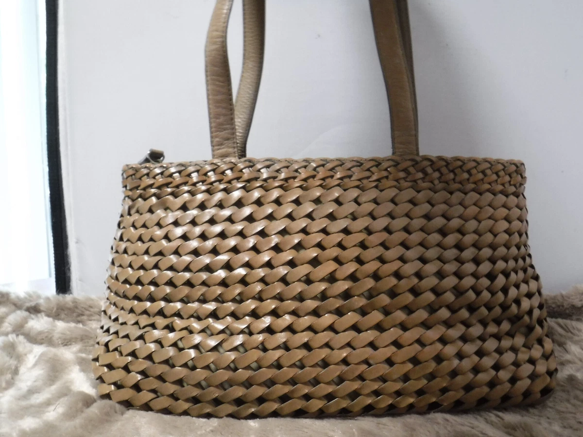 PM2 VTG Fossil 75082 Brown Woven Twisted Leather Medium Shoulder 