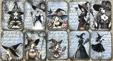 Witch vintage style junk journal vintage witches witchy card toppers set of 10
