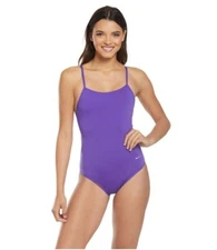 Sporti Womens Poly Pro Tie Back One Piece Swimsuit Size 34 Purple Pool Beach