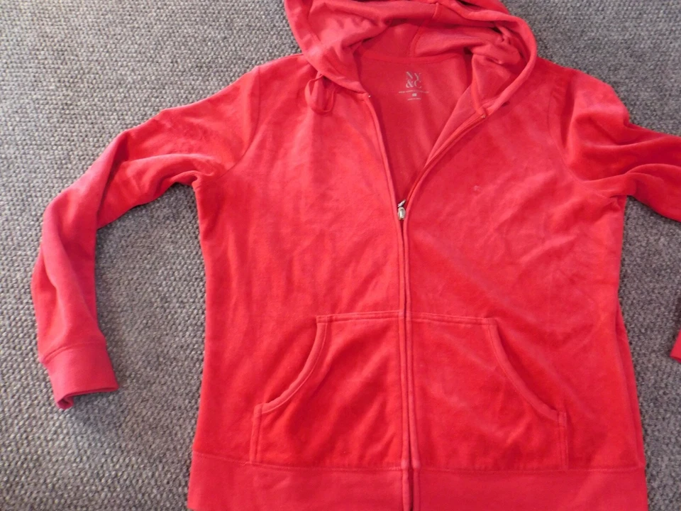 Suéter para mujer New York and Company grande rojo elástico cremallera completa sudadera con capucha Foto 3 de 4
