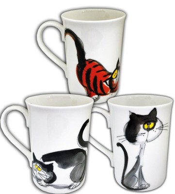 Brandneu verpackt feine Knochen China Katzenbecher, handdekoriert, UK Verkäufer, tolles Katzengeschenk