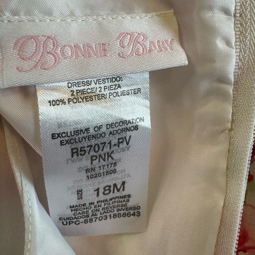 Bonnie Baby Beautiful Floral Formal Baby Girl Sleeveless Dress. - Picture 8 of 9