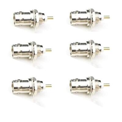 6 Pack BNC Chassis Panel Mount Socket Female Jack Solder Type Connectors Adapter
