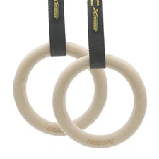 Premium Wooden Gymnastic Rings Set Exercise Crossfit Gym Strength Training Dip