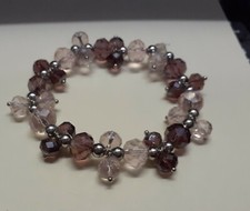 Bracelet women glass beads Pink and Light Purple mix 7" for small wrist