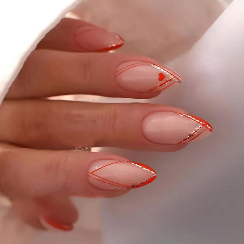 orange almond nails