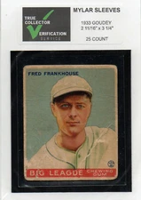 4 Mil Archival Mylar Sleeves for 1933 Goudey Sized Cards.