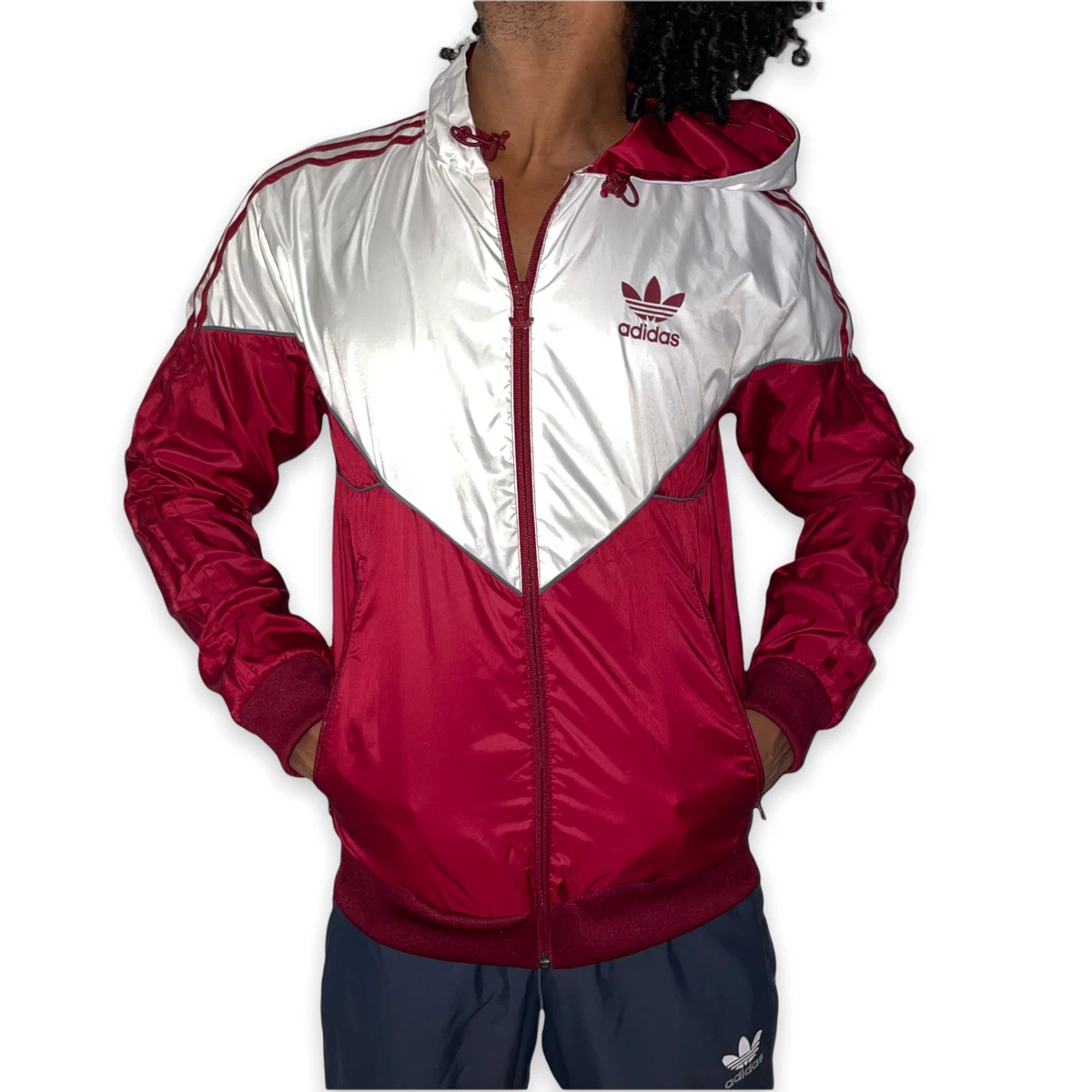 Slik Sober ukendt Super Rare Adidas Originals Jacket Windbreaker Glanz Cal Surf Maroon White  Small | eBay