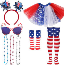 4Th of July Tutu Set for Girl Patriotic Costume Accessories Set with Independenc