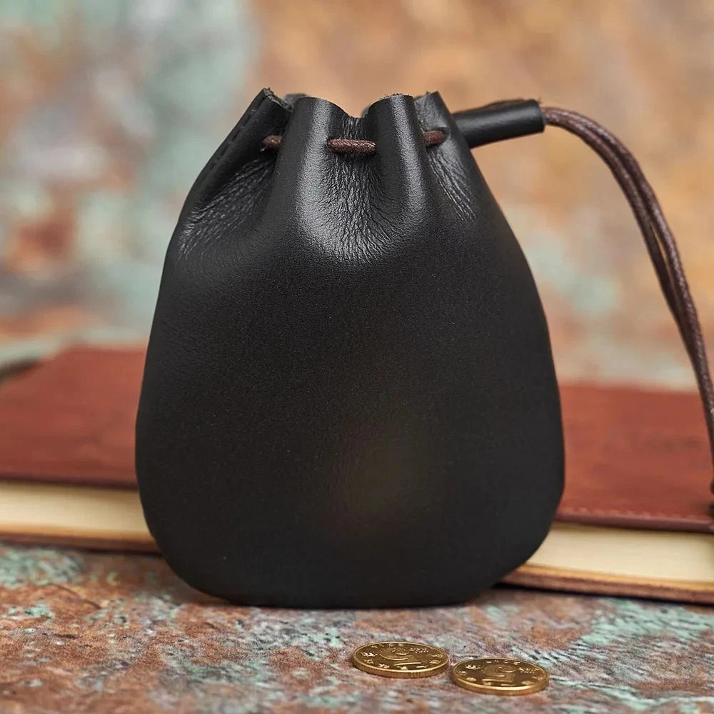 Purse String Woggle Leather Wallet Coin Pouch Case Drawstring String Bag Small Purse For ...