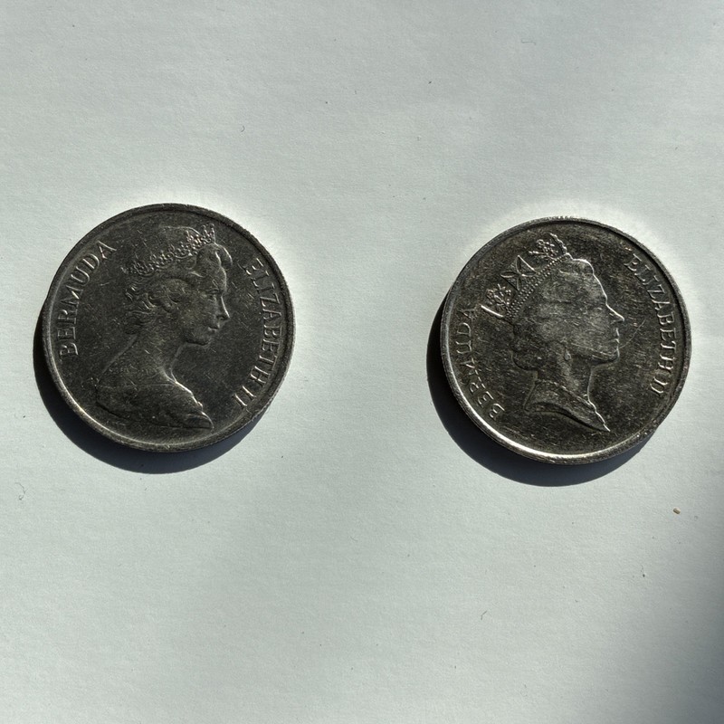 1984,1988 Bermuda twenty-five cent coins