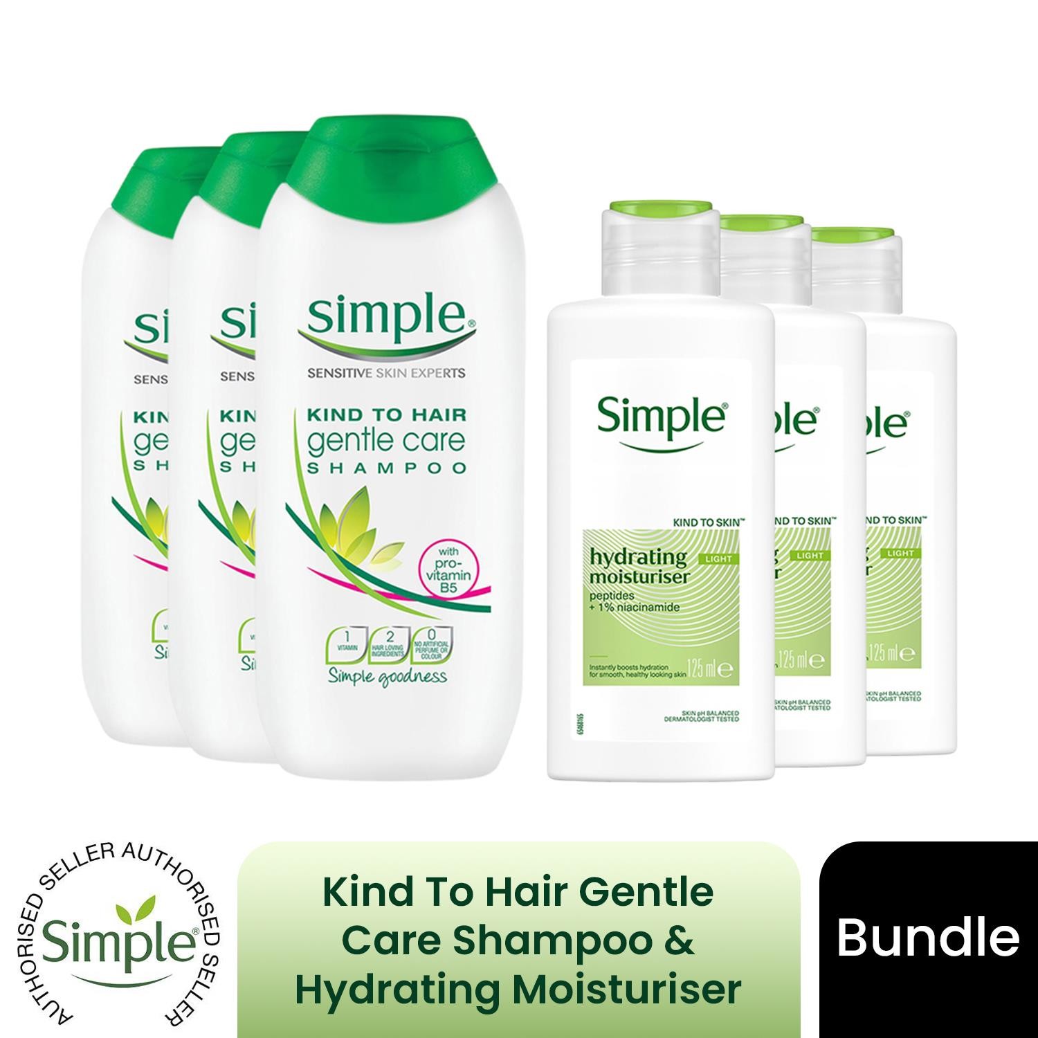 Simple Gentle Shampoo 3 Pack + Light Moisturiser 3 Pack - Image 2