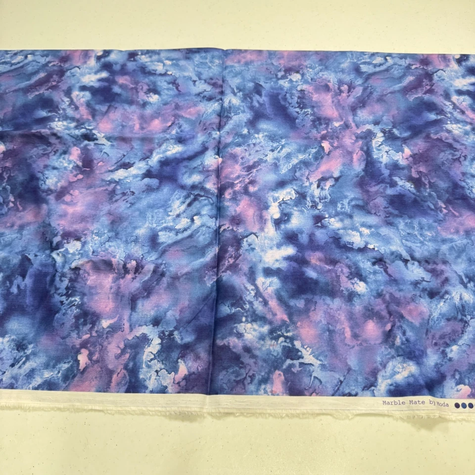 moda cotton quilting fabric purple tie dye marble mate 35x43 1 yard - Image 2 of 4