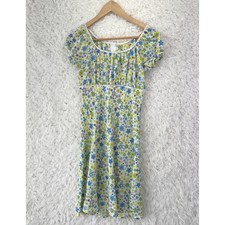 Tempted Floral Mini Dress XS Green Purple Blue Y2K Retro Cottagecore Aesthetic