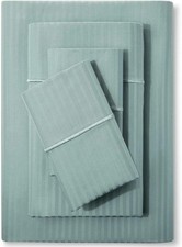 OEKO-TEX Certified King Size Bed Sheets - 4 Piece Cotton Sateen Set - Striped