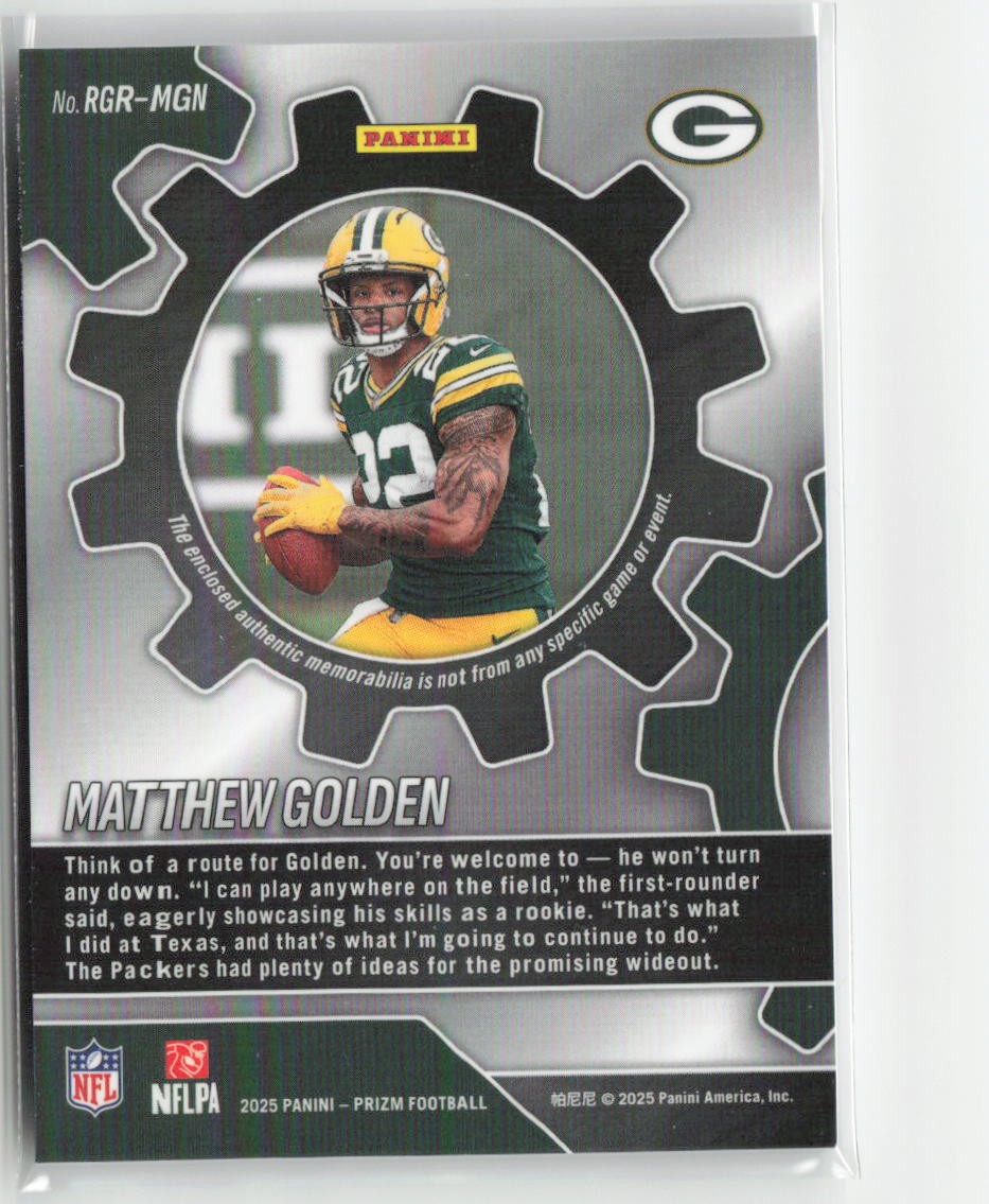 2025 Panini Prizm #RGR-MGN Matthew Golden Rookie Gear | eBay