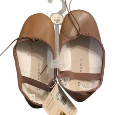 Danskin Girls Leather Ballet Shoes Cocoa Brown Size 12 NWT Dance Slippers