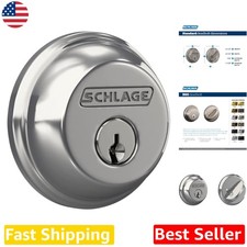 Bright Chrome Single Cylinder Deadbolt, Highest Residential Security, Grade 1
