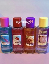 VS PINK Body Mist Set OF 4 Blue Crush, Cherry Girl, Waffle Cone, Bubblegum Beach