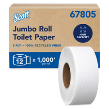 Scott Professional 100 Recycled Fiber High-Capacity Jumbo Roll Toilet Paper, Bu