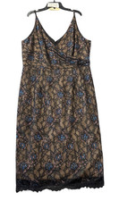 NEW Dress the Population Womens Fiona Metallic Lace Cocktail Dress Black XXL