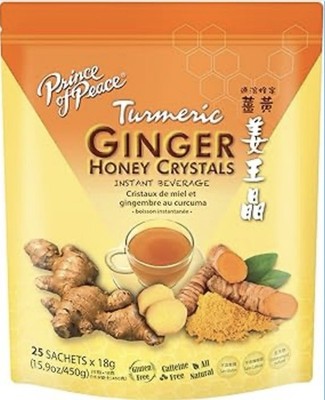 Prince of Peace Instant Ginger Honey Crystals w/Turmeric, 25 Sachets   Instant H