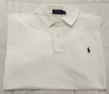 Polo Ralph Lauren Mens 2XB BIG White Pique Knit Short Sleeve Polo Shirt  EUC