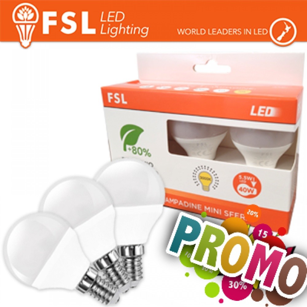 Offerta Set 3 Lampadine LED E14 6W 4000K Sfera Risparmio Energia