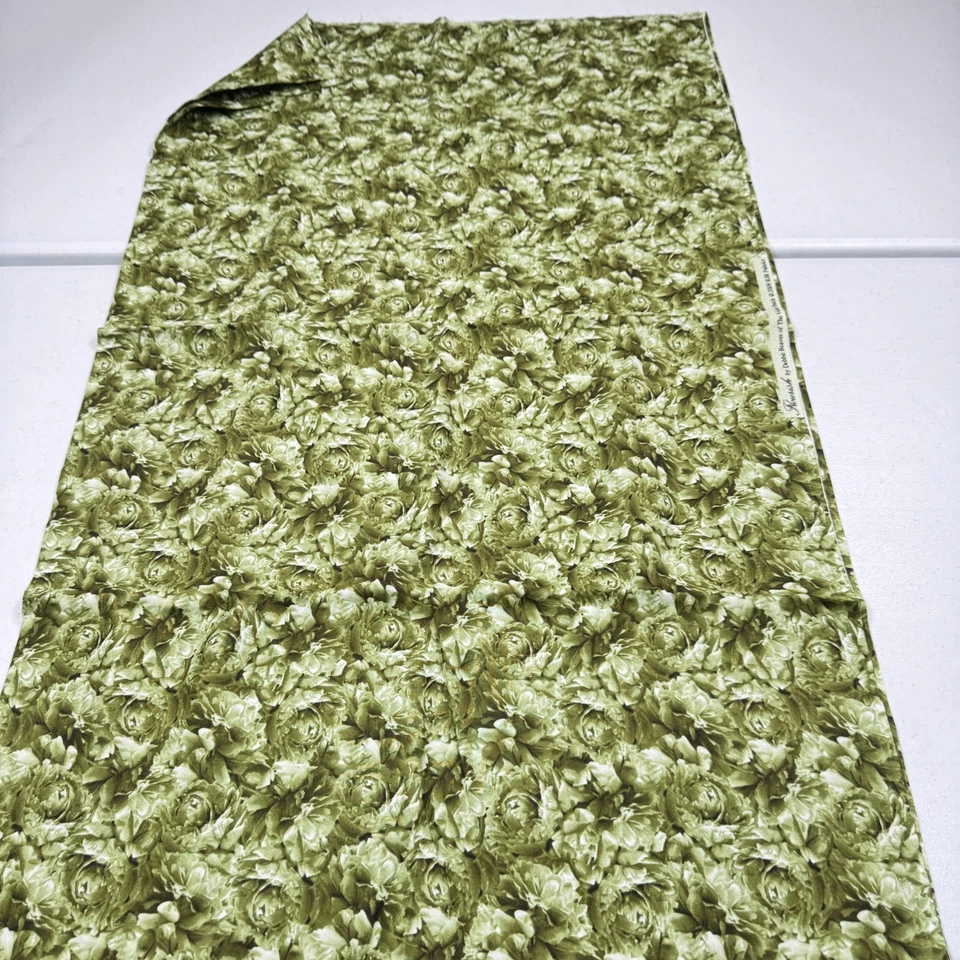 rjr fabric green roses floral flourish 2009 violet patch cotton 42x73 2 yards - Image 2 of 4