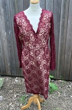Project D London Size 14 Burgundy Lace Overlay Dress Charity Sale