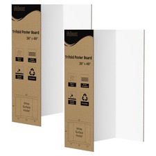 2 Pack 36" x 48" White Trifold Poster Board Large Corrugated Tri Fold Busines...