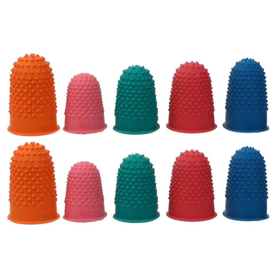 Healifty 10Pcs Silicone Finger Protective Covers 3.5x2.6cm, Assorted Color 