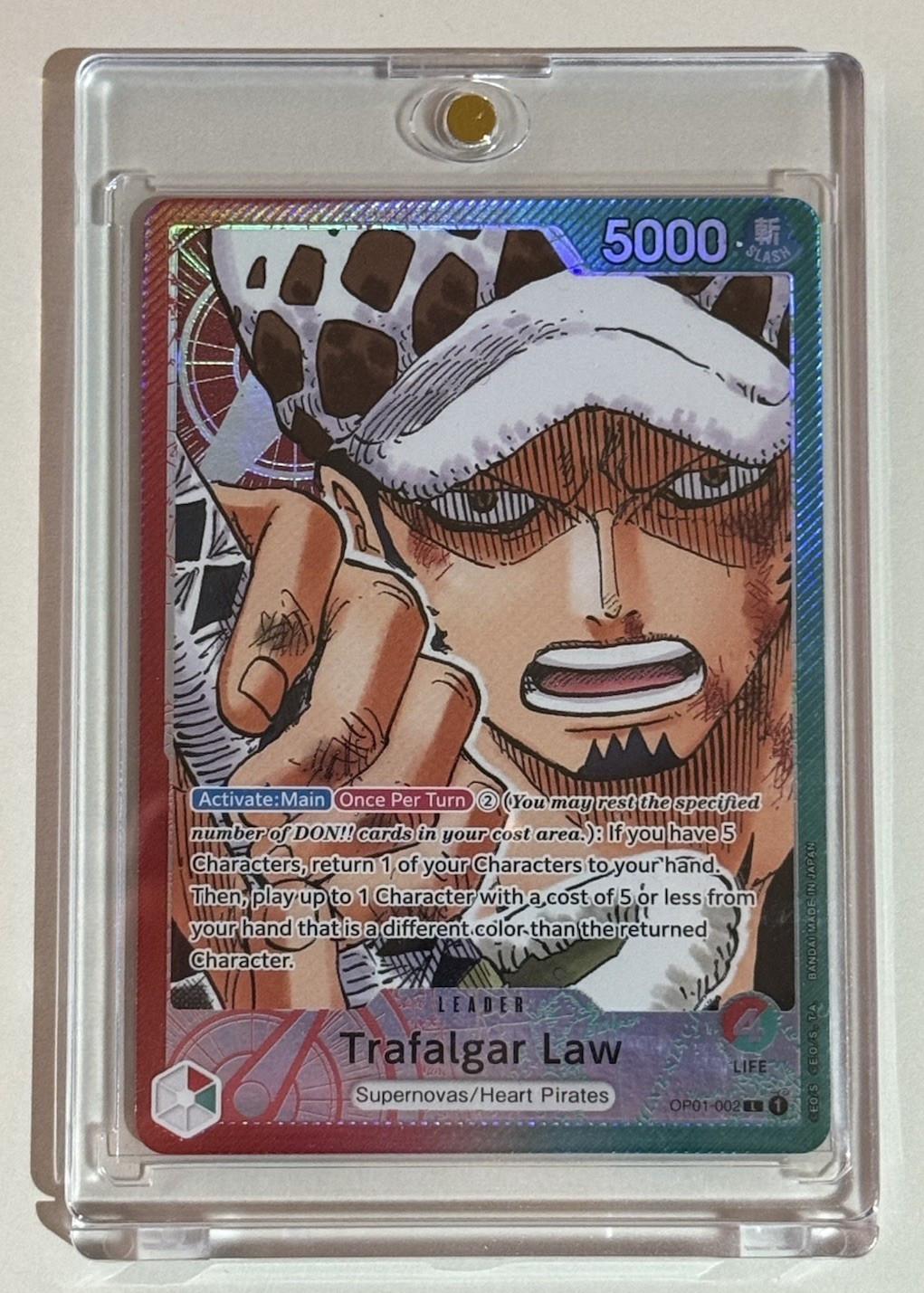 One Piece Trafalgar Law OP01-002 Alt Art Pre Errata - Romance Dawn Leader NM
