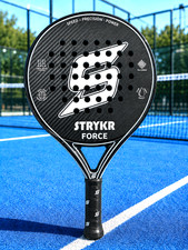 PADEL RACKET Strykr Force Carbon Fibre BLACK Grey Carry Case Rackets Teardrop